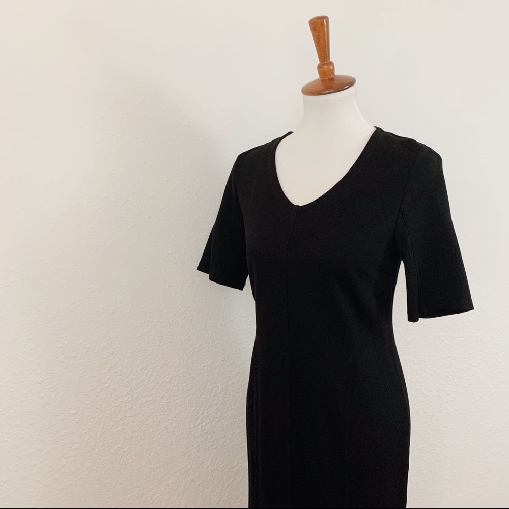 CAbi Black V-Neck Midi Dress